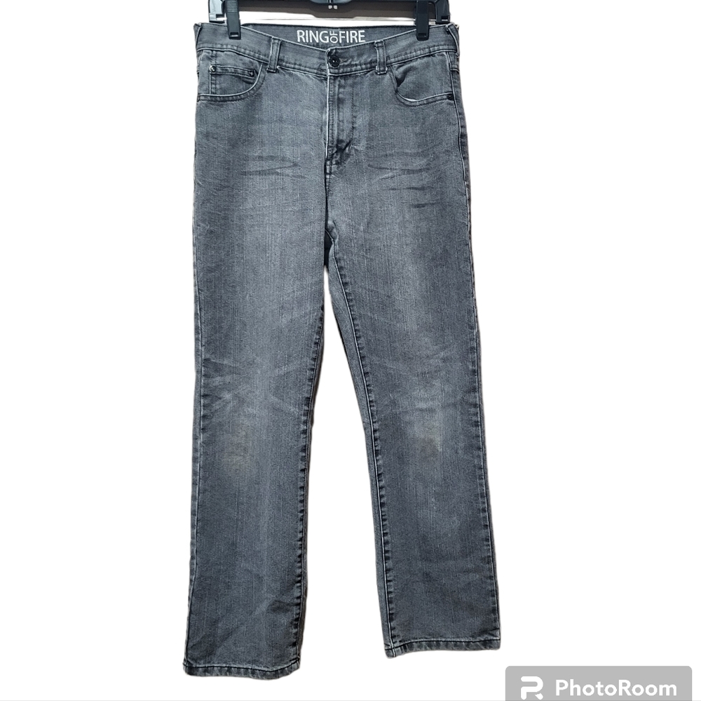 Ring Of Fire Gray Straight Leg Jeans Juniors